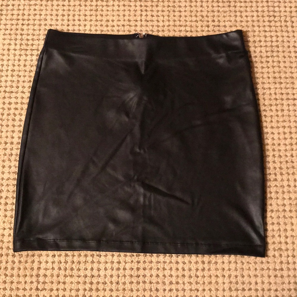 Black “pleather” mini skirt
